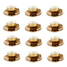 Jogo com 6 Xícaras de Café New Bone Dourado e Branco