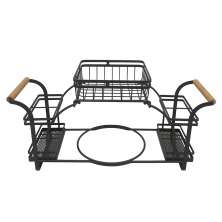 Suporte para Pratos e Talhes Buffet Preto e Madeira
