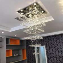 Luminária de Cristal Inox Espelhado para Vão de Escadas 270 cm