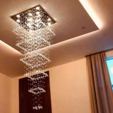 Luminária de Cristal Inox Espelhado para Vão de Escadas 280 cm