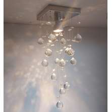 Lustre Chuva de Cristais Inox Espelhado para Hall de Entrada 30cm