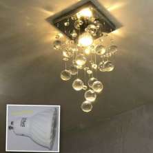 Lustre de Cristais Inox Espelhado para Corredor, Lavabo e Hall 45 cm