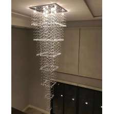 Lustre de Cristais Inox Espelhado para Salão de Festas 180 cm