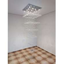 Lustre de Cristais Inox Espelhado para Salão de Festas 190 cm