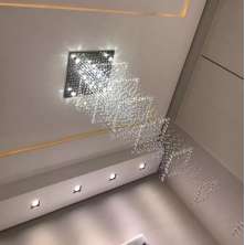 Lustre de Cristais Inox Espelhado para Salão de Festas e Vão de Escadas 390 cm
