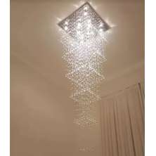Lustre de Cristais Inox Espelhado para Salão de Festas e Vão de Escadas 410 cm