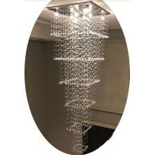 Lustre de Cristais Inox Espelhado para Salão de Festas e Vão de Escadas 450 cm