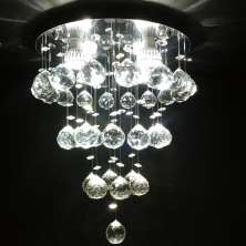 Lustre de Cristais Inox Espelhado para Sala de Jantar, Sala de Estar, Escritório e Quarto 40 cm