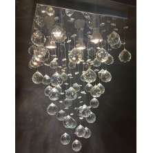 Lustre de Cristais Inox Espelhado para Sala de Jantar, Sala de Estar, Escritório e Quarto 45 cm