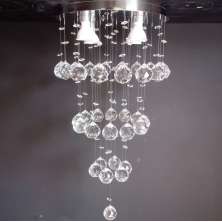 Lustre de Cristais Inox Espelhado para Sala de Jantar, Sala de Estar, Escritório e Quarto Incolor 55 cm