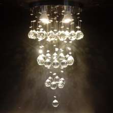 Lustre de Cristais Inox Espelhado para Sala de Jantar, Sala de Estar, Escritório e Quarto Incolor 65 cm