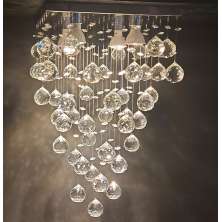 Lustre de Cristais Inox Espelhado para Sala de Jantar, Sala de Estar, Escritório, Recepção e Quarto 50 cm