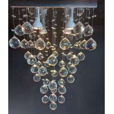 Lustre de Cristais Inox Espelhado para Sala de Jantar, Sala de Estar, Recepção e Quarto 55 cm