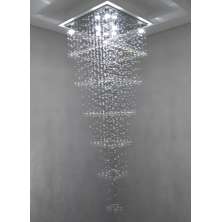 Lustre de Cristais Legítimos Inox Espelhado para Salão de Festas 200 cm