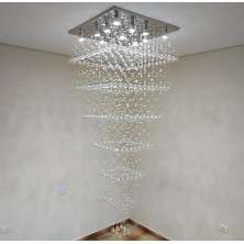 Lustre de Cristais Legítimos Inox Espelhado para Salão de Festas 210 cm