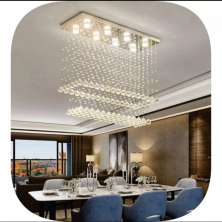 Lustre de Cristais Legitimo Inox Espelhado para Sala de Jantar e Sala de Estar 80cm de Altura