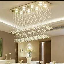 Lustre de Cristais Legitimos Inox Espelhado para Sala de Jantar e Sala de Estar 50cm