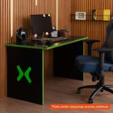 [OUTLET] Mesa Gamer LEX Preta e Verde com Detalhes que Brilham no Escuro