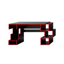 Mesa Gamer com LED Blocks Preta e Vermelha
