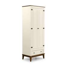 Guarda-Roupa Rústico 2 Portas e 1 Gavetas - Madeira Maciça e MDF - Off White