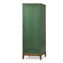Guarda-Roupa Rústico 2 Portas e 1 Gavetas - Madeira Maciça e MDF - Verde