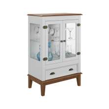 Mini Cristaleira de Madeira Maciça 2 portas - BRANCO