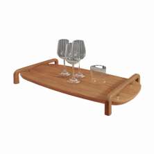 Bandeja Barcelona Decorativa Castanho com Detalhes em Metal Dourado