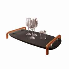 Bandeja Barcelona Decorativa Preto com Detalhes em Metal Bronze