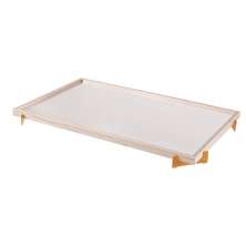 Bandeja Espelhada Gala MDF Laminado Ártico Pés em Metal Ouro