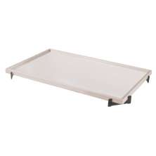 Bandeja Espelhada Gala MDF Laqueado Off White Pés em Metal Grafite