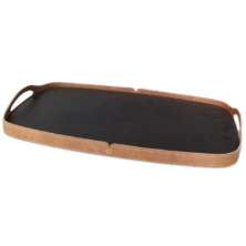 Bandeja Vale Decorativa MDF Laminado Ébano Couro Marrom