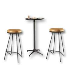 Conjunto Mesa Bistrô Elegance com 2 Banquetas Canastra Metal Preto
