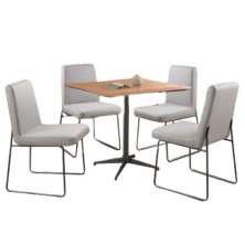 Conjunto Sala de Jantar Copa Castanho com 4 Cadeiras Neat Linho Cinza Base Grafite