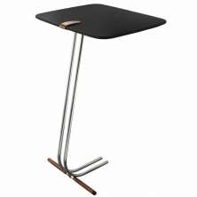 Mesa de Apoio para Sofá Bandeja Preta Base Cromada