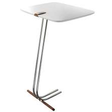 Mesa de Apoio para Sofá Branca com Base em Metal Cromado