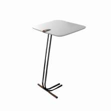 Mesa de Apoio para Sofá Branca com Base em Metal Preto