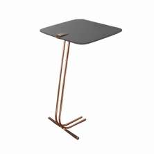Mesa de Apoio para Sofá Concreto com Base em Metal Cobre