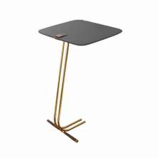 Mesa de Apoio para Sofá Concreto com Base em Metal Dourado