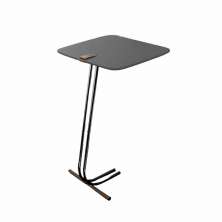 Mesa de Apoio para Sofá Concreto com Base em Metal Preto