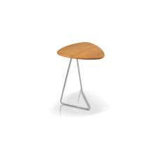 Mesa de Apoio para Sofá Folha Castanho Base Metal Cromado 68 cm