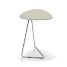 Mesa de Apoio para Sofá Folha Off White Base Metal Cromado 68 cm