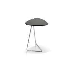 Mesa de Apoio para Sofá Folha Preto Base Metal Cromado 65 cm
