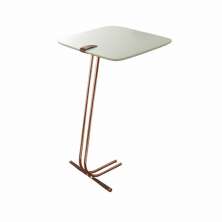 Mesa de Apoio para Sofá Off White com Base em Metal Cobre