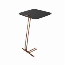 Mesa de Apoio para Sofá Preto com Base em Metal Cobre