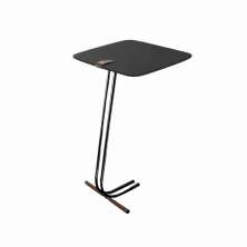 Mesa de Apoio para Sofá Preto com Base em Metal Preto