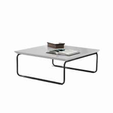 Mesa de Centro Munique 70x70 cm Branco com Base Preta