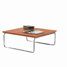 Mesa de Centro Munique 70x70 cm Castanho com Base Cromada