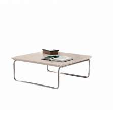 Mesa de Centro Munique 70x70 cm Off White com Base Cromada