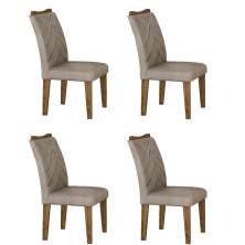  Kit 04 Cadeiras Sala de Jantar Larissa New MDF Moveis Leifer Braúna, Animale Cappuccino 