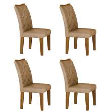  Kit 04 Cadeiras Sala de Jantar Larissa New MDF Moveis Leifer Freijó, Joli Gold